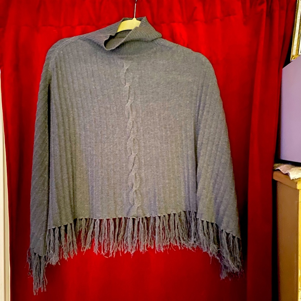 Max Studio Grey Cashmere pull over drape one size like new